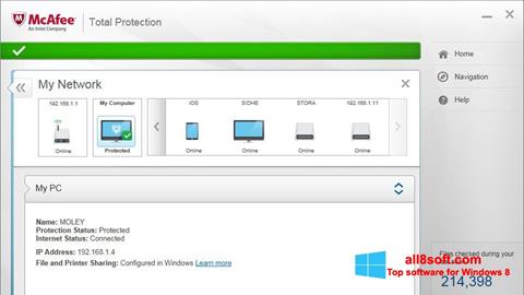Ảnh chụp màn hình McAfee Total Protection cho Windows 8