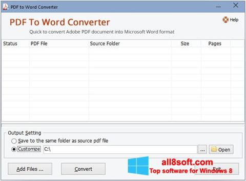 Ảnh chụp màn hình PDF to Word Converter cho Windows 8