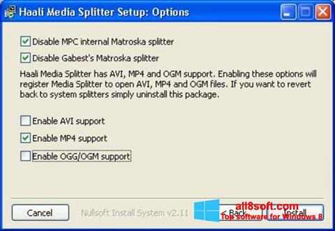 Ảnh chụp màn hình Haali Media Splitter cho Windows 8