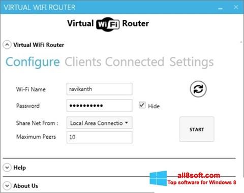 Ảnh chụp màn hình Virtual WiFi Router cho Windows 8