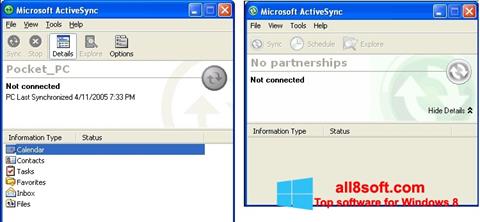 Ảnh chụp màn hình Microsoft ActiveSync cho Windows 8