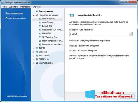 Ảnh chụp màn hình Auslogics Internet Optimizer cho Windows 8